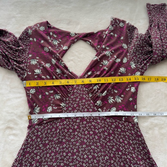 Free People Love Story Maxi Dress SMALL in Raisin Combo Purple - Picture 9 of 9